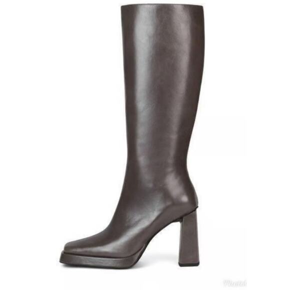 Jeffrey Campbell Womens Leather Maximal High Block Heel Boots Olive Size 9.5 - Picture 2 of 12